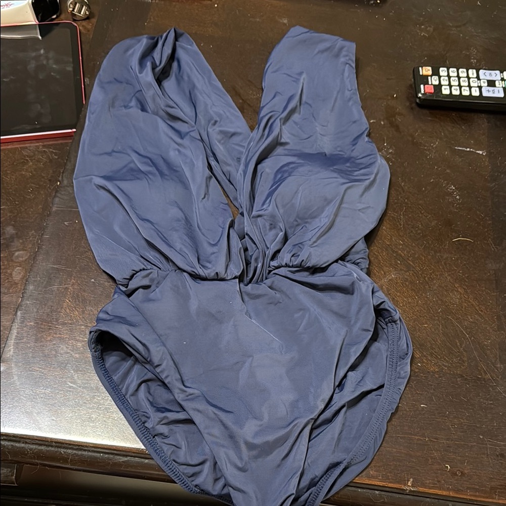 Elegant Navy Blue One-Piece Swimsuit